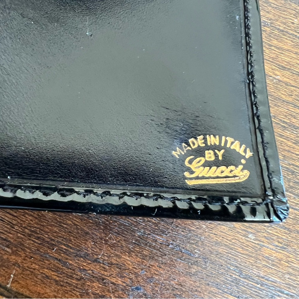 Gucci Tri Fold Web Detail Horsebit Black Patent Leather Vintage Wallet - Picture 10 of 17